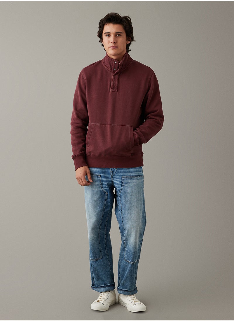 Quarter-Snap Mockneck Pullover Sweatshirt