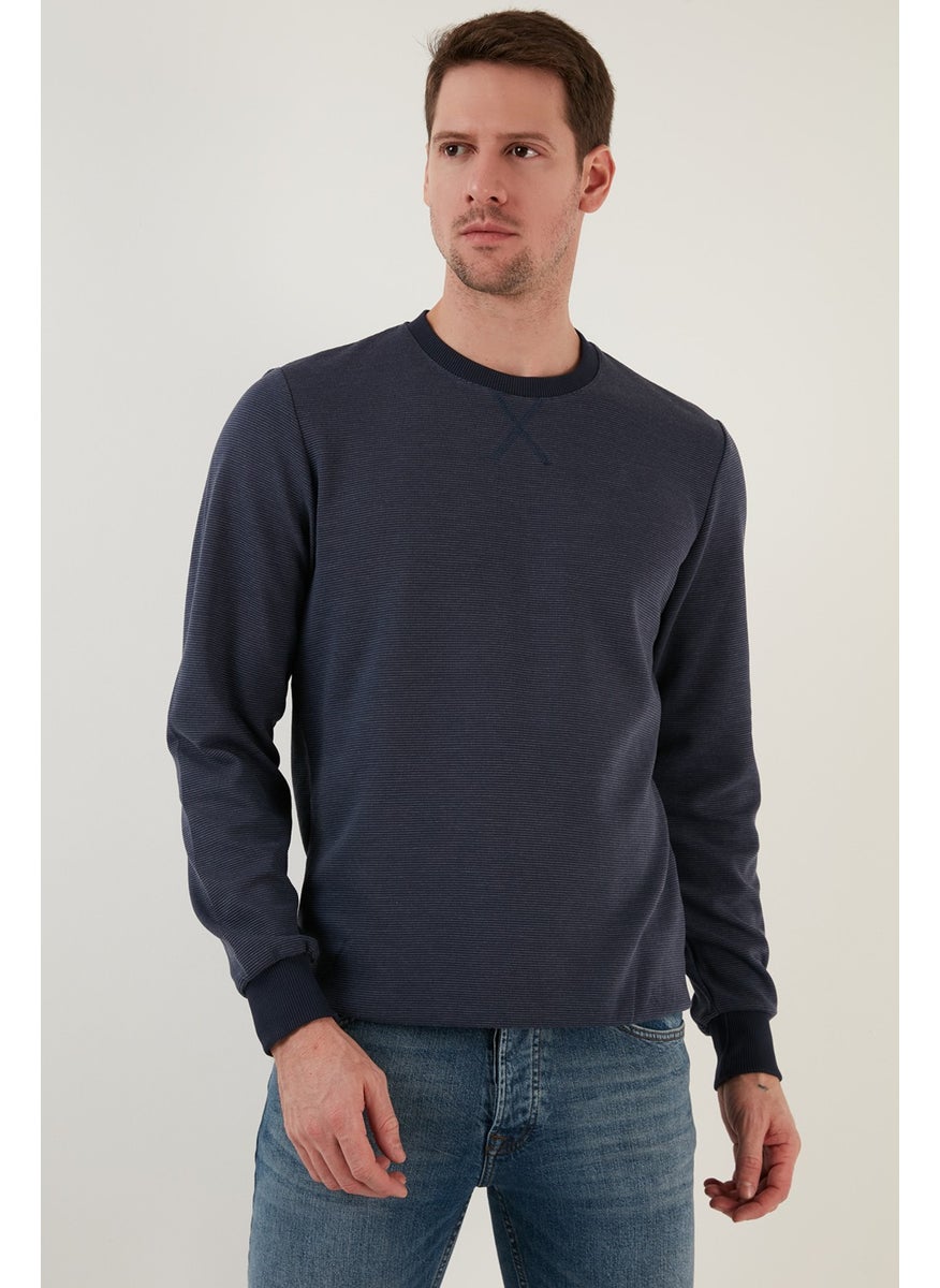 Striped Cotton Crew Neck Sweat Men's Sweat 5905241