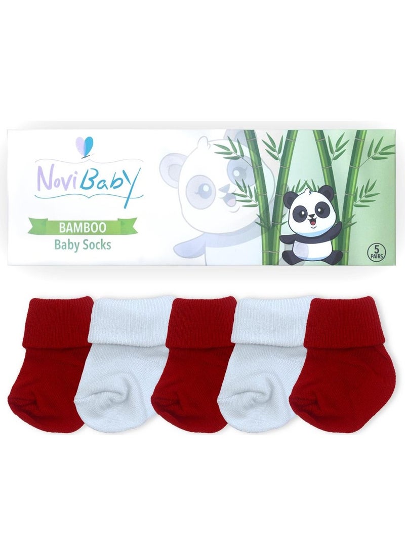 5-Piece Bamboo Newborn Baby Socks I Flag I 0-6 Months