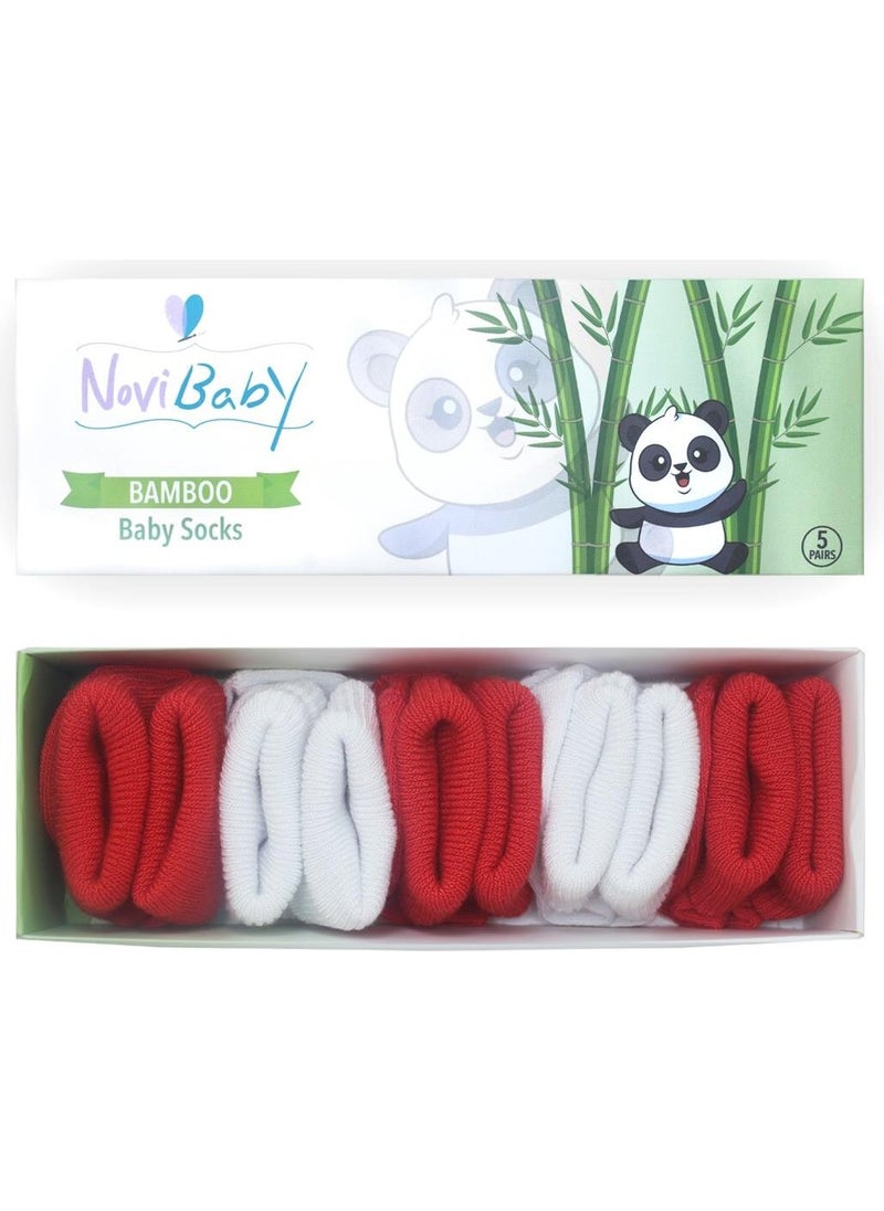 5-Piece Bamboo Newborn Baby Socks I Flag I 0-6 Months