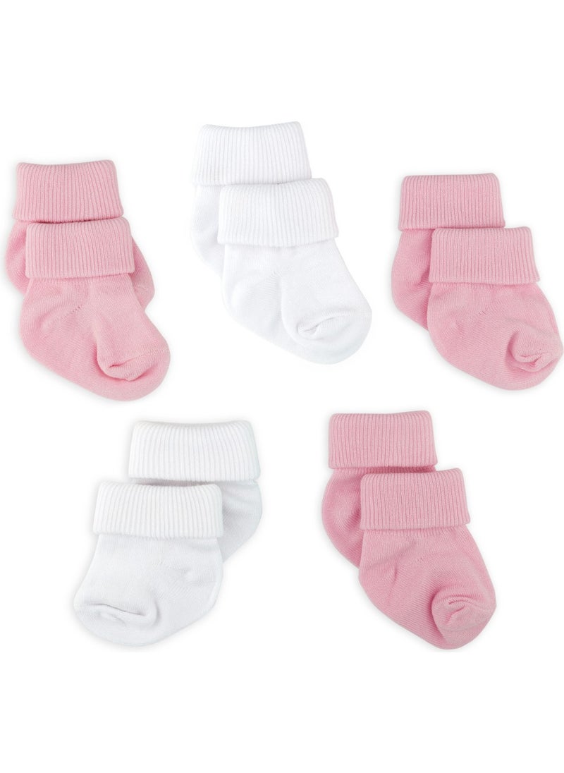 5-Piece Bamboo Newborn Baby Socks I Pinky I 0-6 Months