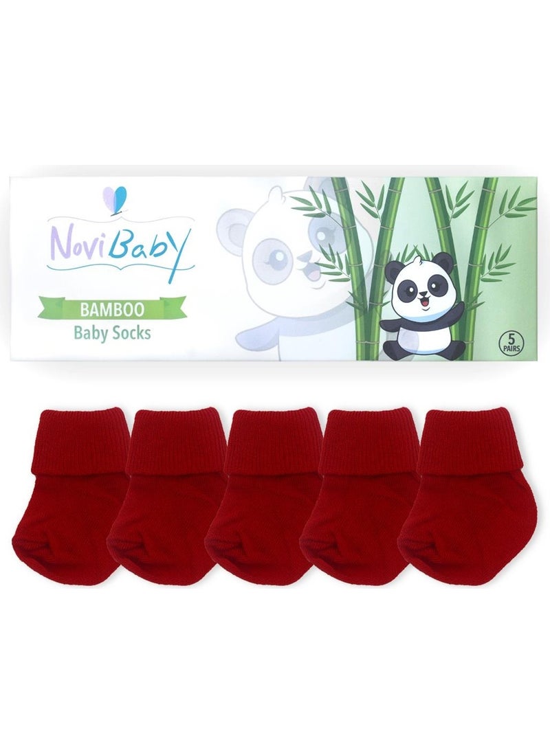 5-Piece Bamboo Newborn Baby Socks I Rudy I 0-6 Months