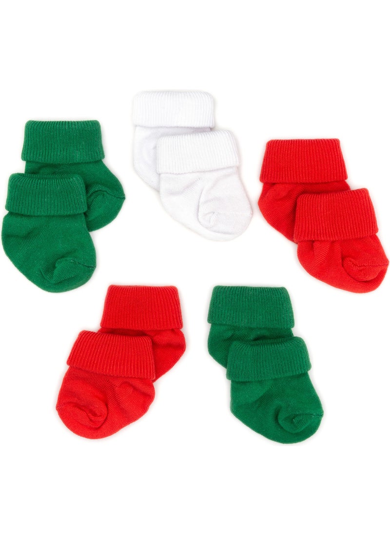 5-Piece Bamboo Newborn Baby Socks I Christmas I 0-6 Months