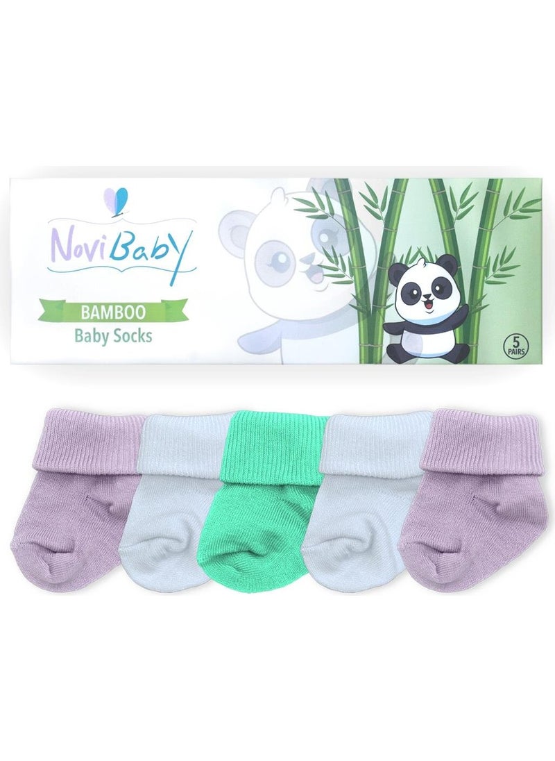 5-Piece Bamboo Newborn Baby Socks I Lili I 0-6 Months