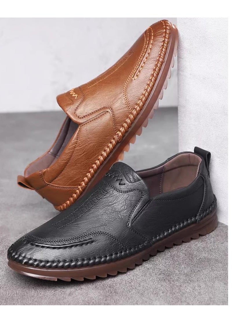 New Soft Soled Leather Shoes Korean Version Genuine Leather Cowhide Sole Casual Shoes Versatile Bean Shoes