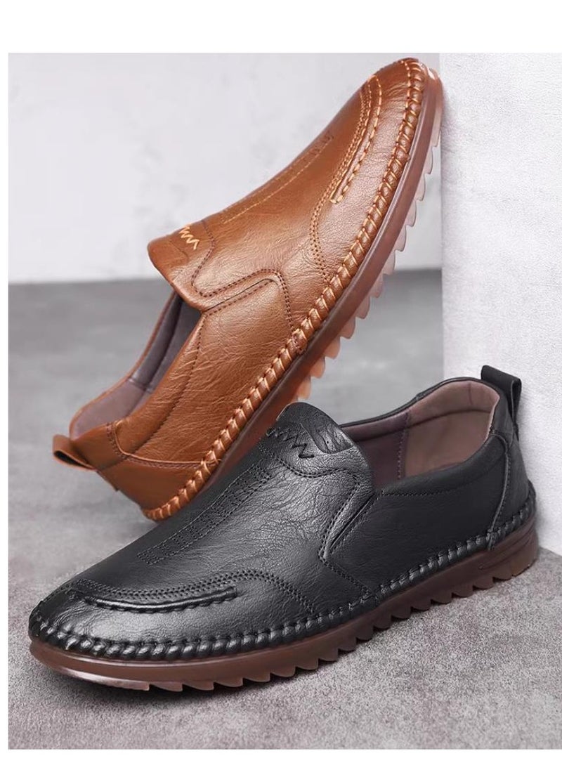 New Soft Soled Leather Shoes Korean Version Genuine Leather Cowhide Sole Casual Shoes Versatile Bean Shoes