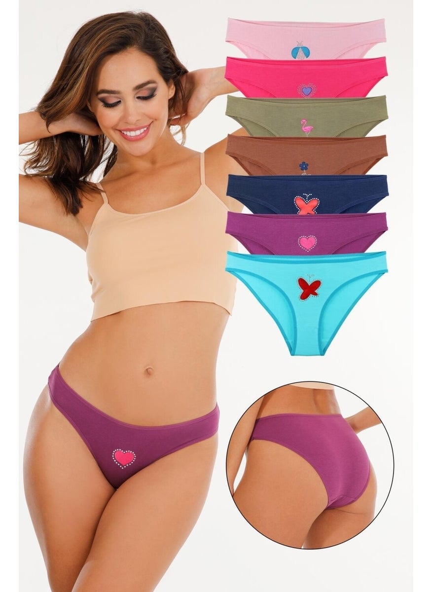 Women's Cotton Stone Printed 7-Piece Slip Panties Set - KTS2088