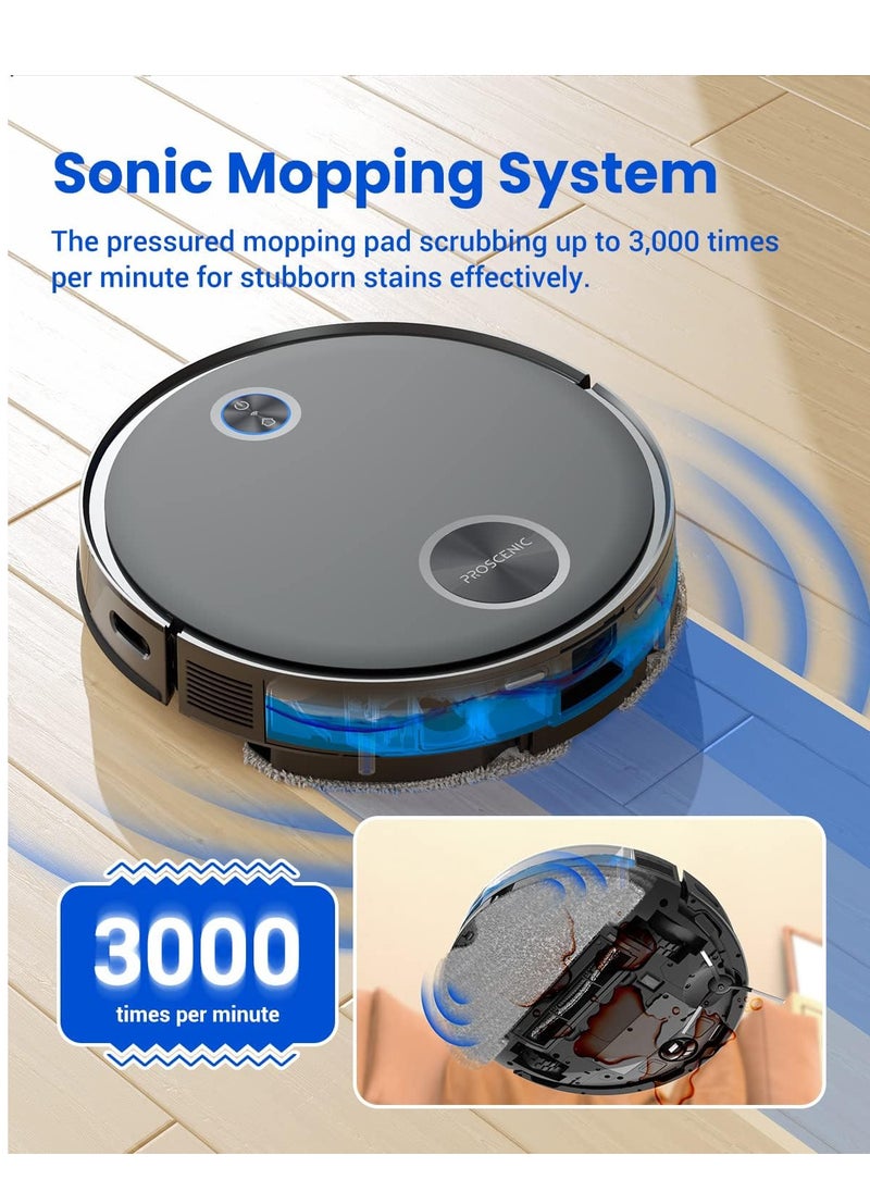 V10 Robot Vacuum Cleaner 2 in 1 PathPro™ Laser Assisted Navigation Sonic Washer App/Alexa/Siri/IFTTT Control Ideal for Carpets/Floors/Pet