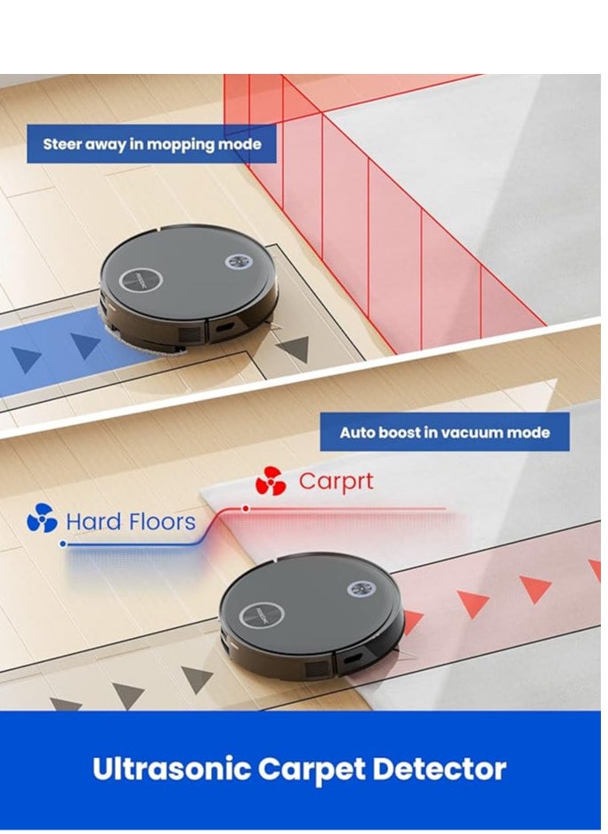 V10 Robot Vacuum Cleaner 2 in 1 PathPro™ Laser Assisted Navigation Sonic Washer App/Alexa/Siri/IFTTT Control Ideal for Carpets/Floors/Pet