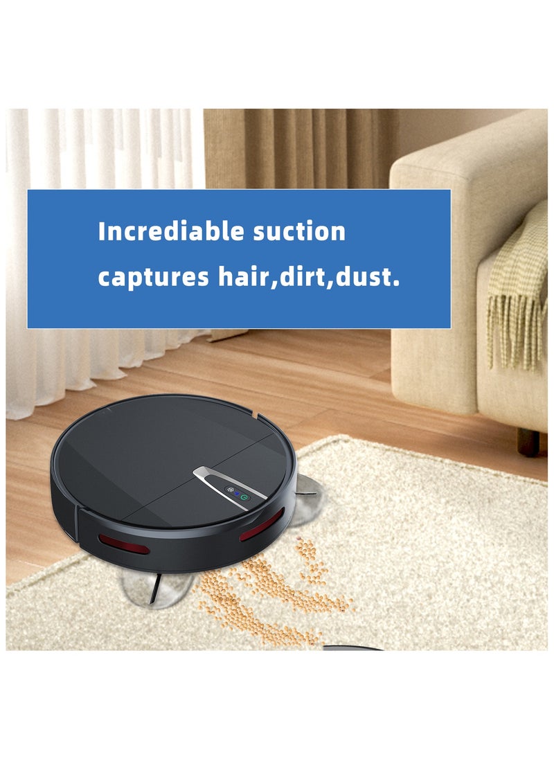 Utillify Robotic Vacuum Cleaner with Gyro Navigation, 2000Pa Suction, HEPA Filter, Mopping, 120 Runtime, Self-Charging, APP & Voice Control Compatible with Alexa, Google, Siri, 600ml Dustbin