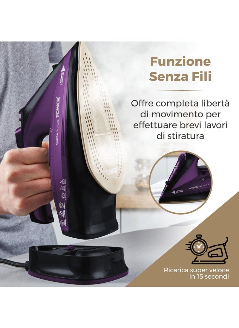 Tower Wireless Steam Iron with Ceramic Sole, Steam Iron