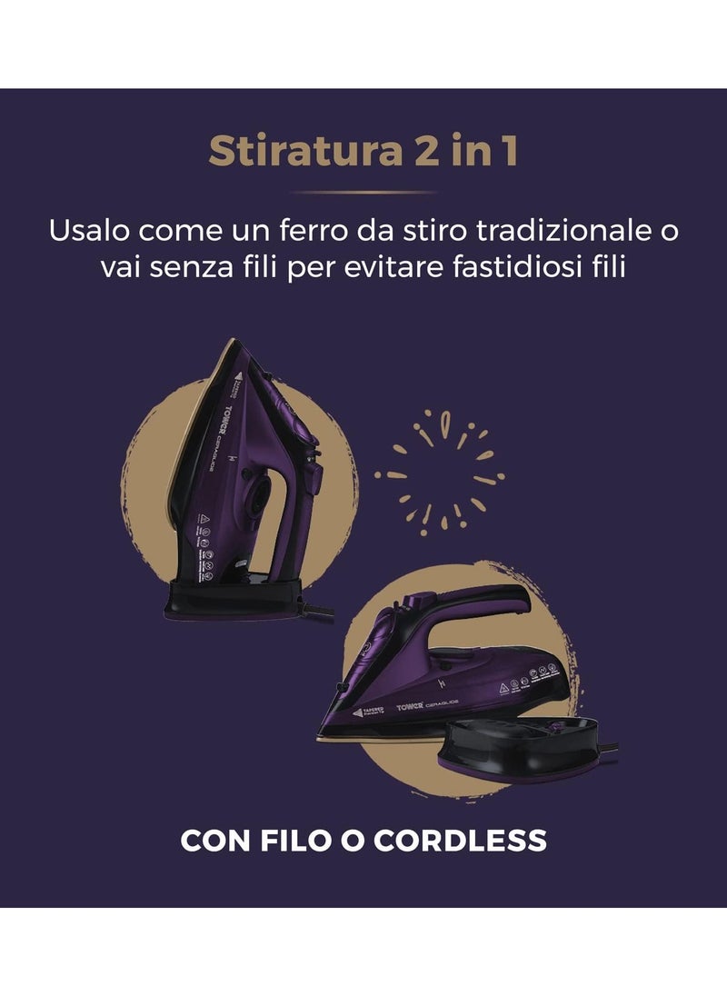 Tower Wireless Steam Iron with Ceramic Sole, Steam Iron