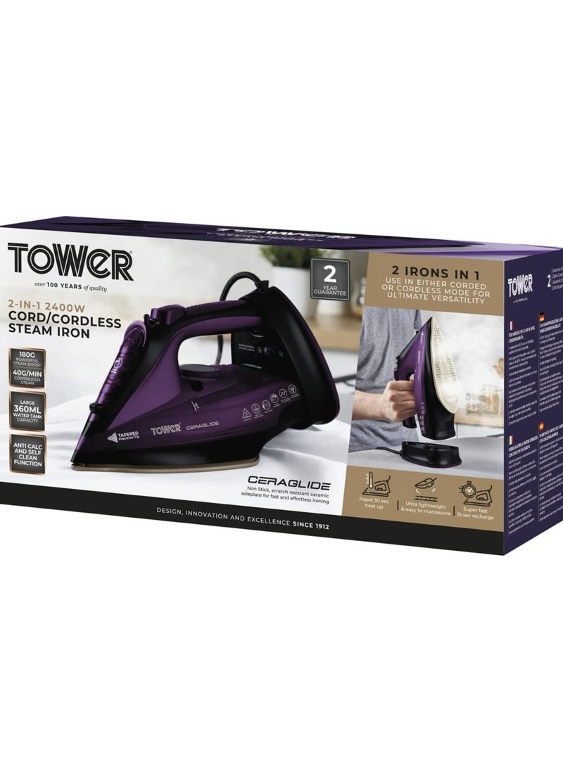 Tower Wireless Steam Iron with Ceramic Sole, Steam Iron