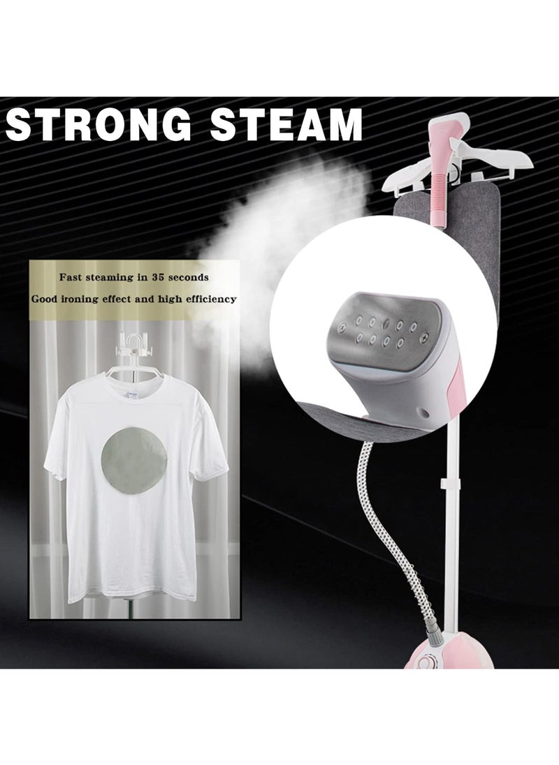 Garment Steamer Upright 1600W Fabric Steamer for Clothes Heavy Duty Hanging Clothes Steamer, 10 Steam Levels, 1.6L Water Tank, with Ironing Board Hangers,Pink