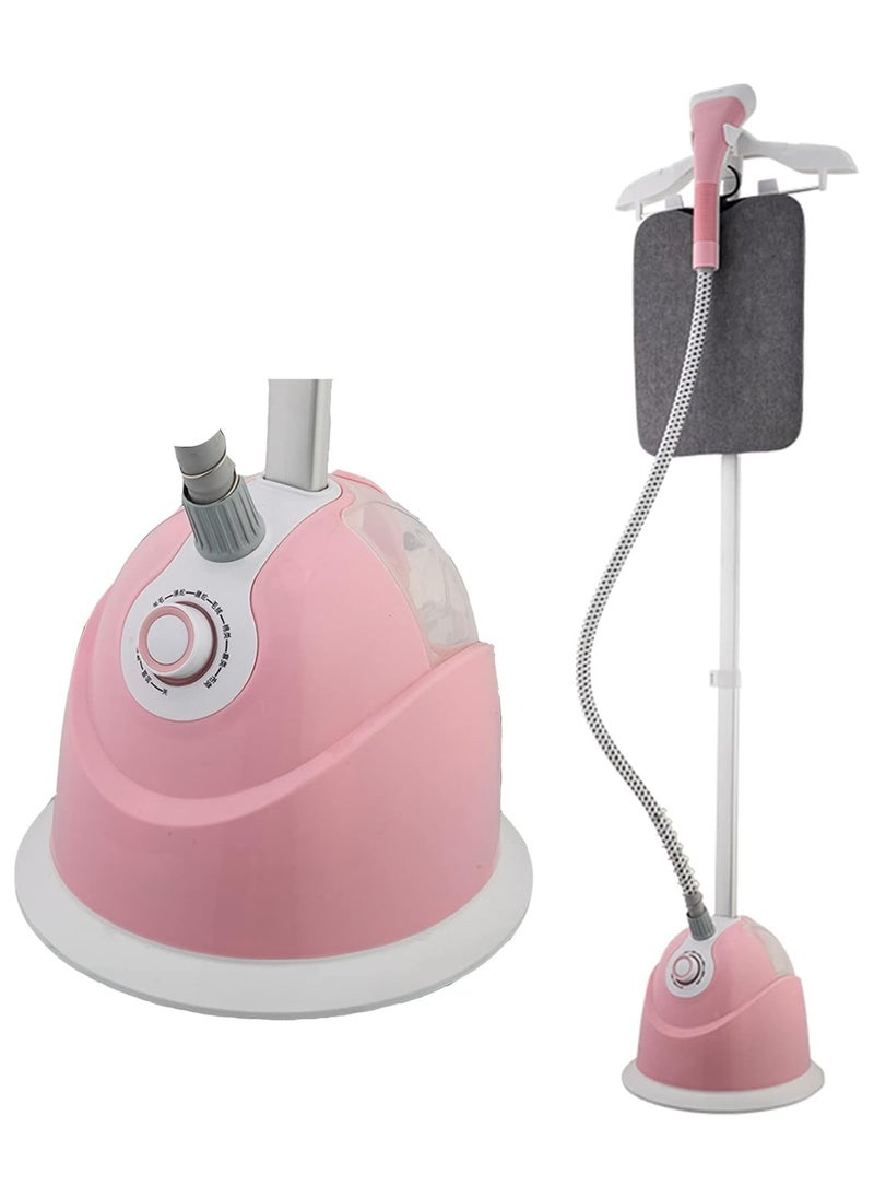 Garment Steamer Upright 1600W Fabric Steamer for Clothes Heavy Duty Hanging Clothes Steamer, 10 Steam Levels, 1.6L Water Tank, with Ironing Board Hangers,Pink