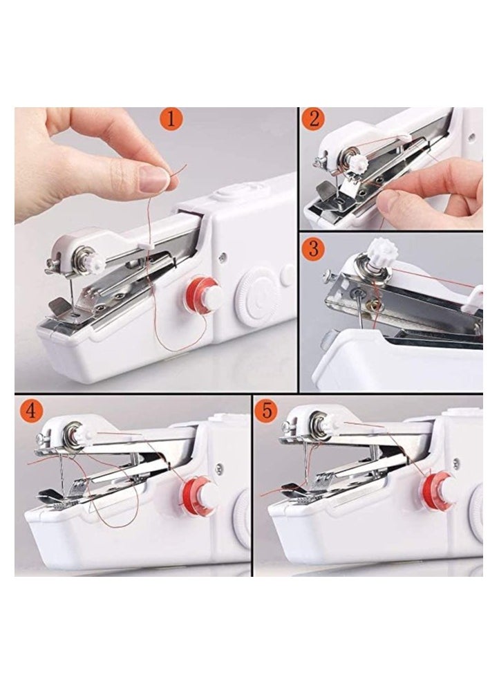 Portable Sewing Machine Handheld - Mini Hand Sewing Machine for Kids Beginners Home or Travel Sewing - Cordless Small Handy Stitch Handheld Sewing Machine for Easy Quick Repairs Fabric Leather