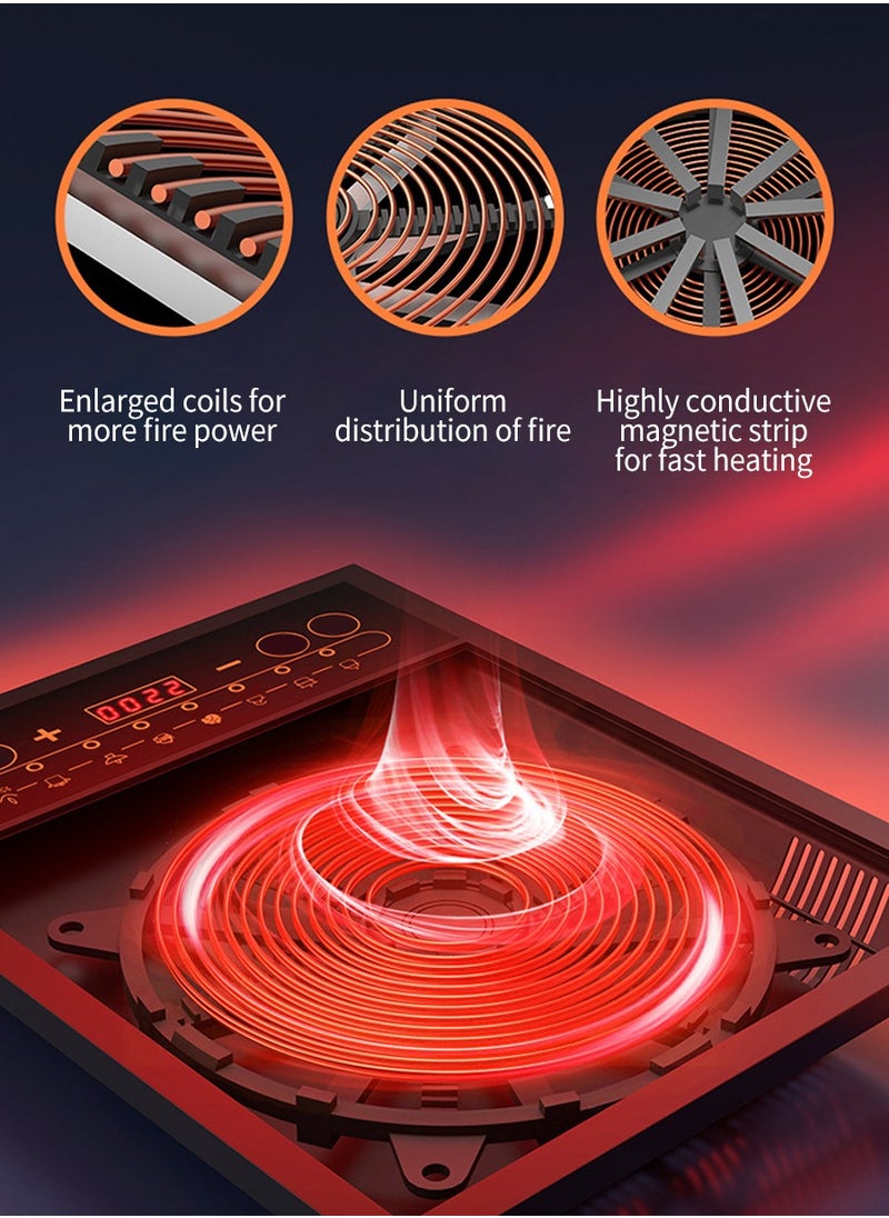 Induction cooktop Infrared induction cooktop 2200W, intelligent temperature control 8 cooking modes, 4-digit LED display, 24-hour preset timer, overheat protection, microcrystalline plate