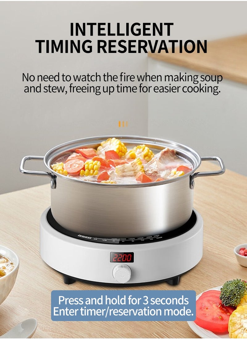 Induction cooktop Infrared induction cooktop 2200W, intelligent temperature control 8 cooking modes, 4-digit LED display, 24-hour preset timer, overheat protection, microcrystalline plate