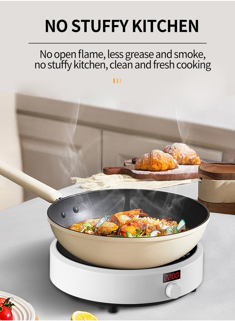 Induction cooktop Infrared induction cooktop 2200W, intelligent temperature control 8 cooking modes, 4-digit LED display, 24-hour preset timer, overheat protection, microcrystalline plate