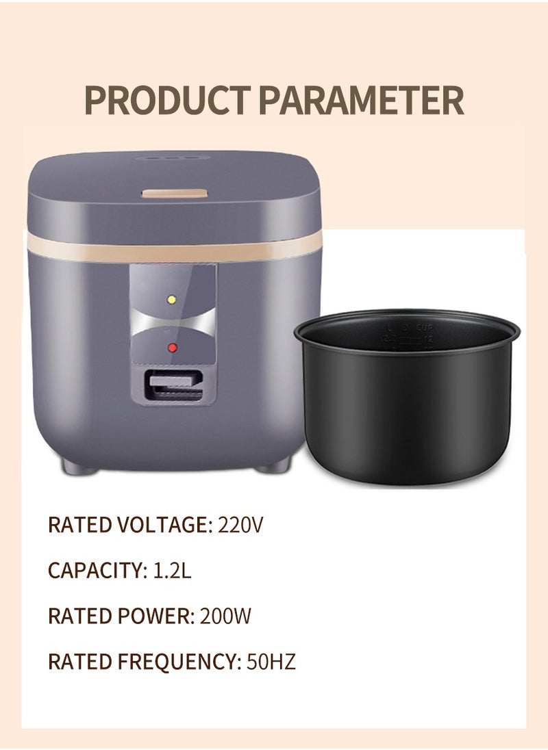 1.2L Mini Multifunctional Nonstick Rice Cooker 200W Small Portable Automatic Intelligent Home Rice Cooker for 1-2 People