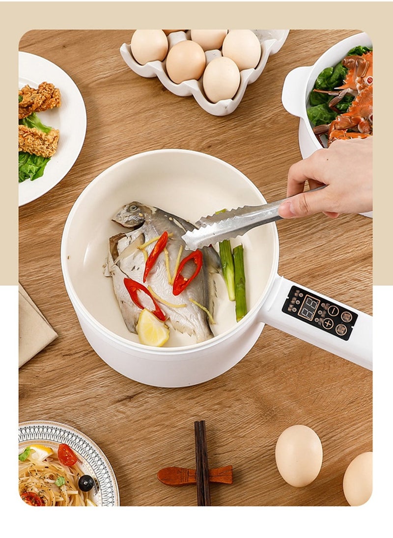 Electric Fondue Cooker 2 Liters - Smart Multifunctional Non-Stick Cooker, Electric Frying Pan, Frying Pan, Electric Frying Pan, Spaghetti, Portable Non-Stick Cooking Pan for Scrambled Eggs, Beef Steak, Rice, Steam and Soup