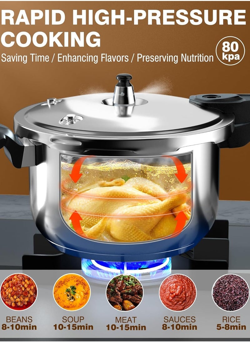 Stainless Steel Pressure Cooker(Non-Aluminum), Pressure Cooker with Spring Valve Safeguard Devices, Compatible with Gas & Induction Cooker