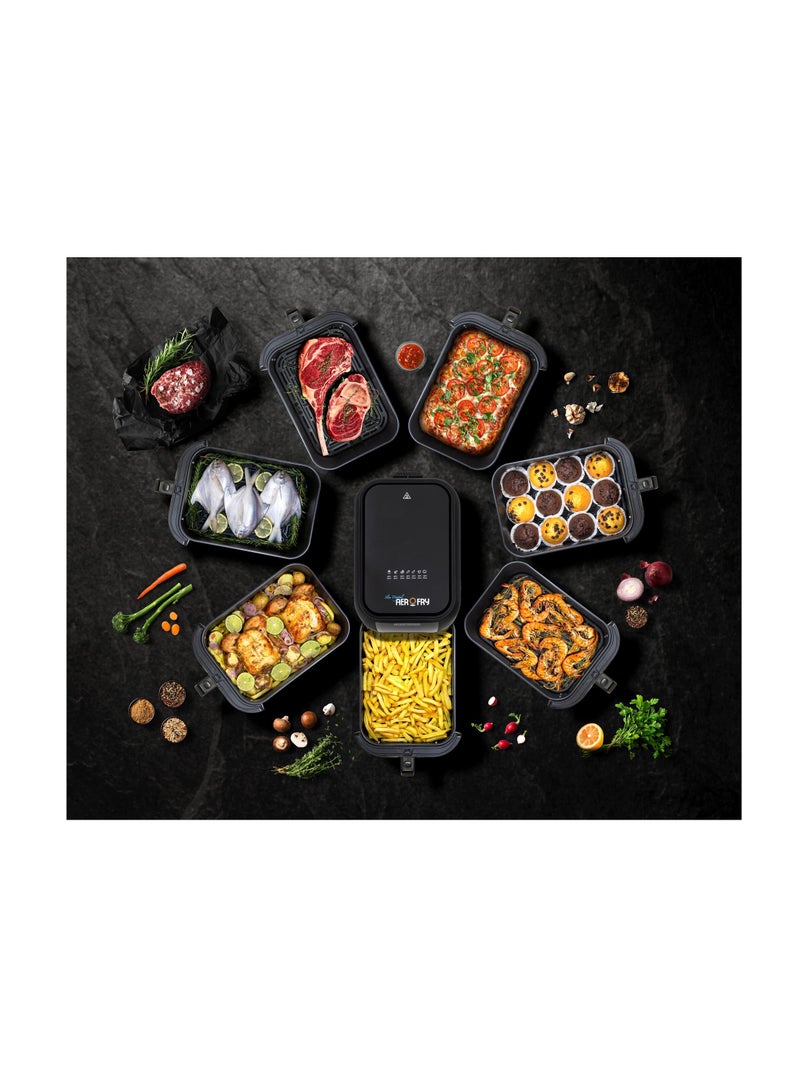 Air Fryer, 1700W, 8L Large Capacity, Digital Touch Control, 7 Preset Functions, Adjustable Temperature 80-200°C & Timer, Rapid Air Convection, Removable Crisper Plate 8 L 1700 W SAF80W-B5 Black