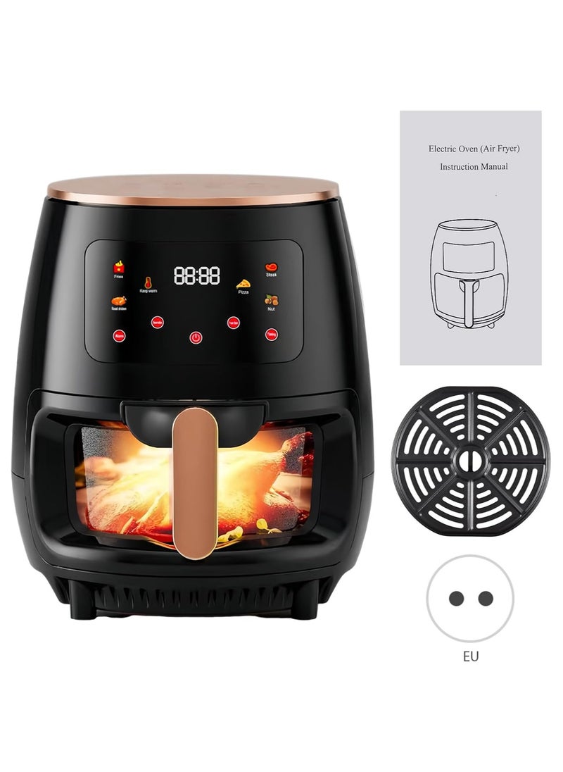 Air Fryer Oven 2400W Oil Nonstick Cooker with 6 Cook Presets Borosilicate Glass Basket 6 QT Visible Cooking Window Touch Digital Controls Air Fryer for Healthy Cooking