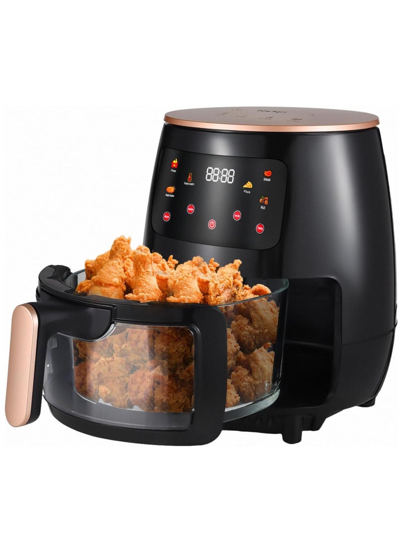 Air Fryer Oven 2400W Oil Nonstick Cooker with 6 Cook Presets Borosilicate Glass Basket 6 QT Visible Cooking Window Touch Digital Controls Air Fryer for Healthy Cooking