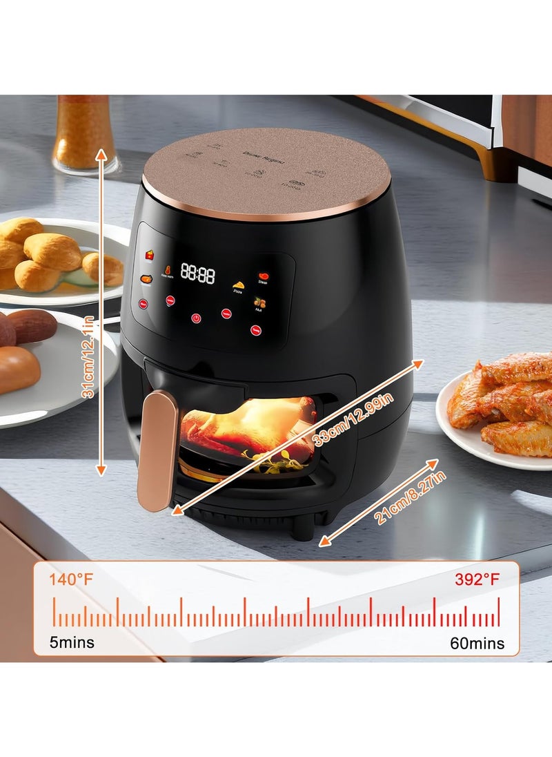 Air Fryer Oven 2400W Oil Nonstick Cooker with 6 Cook Presets Borosilicate Glass Basket 6 QT Visible Cooking Window Touch Digital Controls Air Fryer for Healthy Cooking