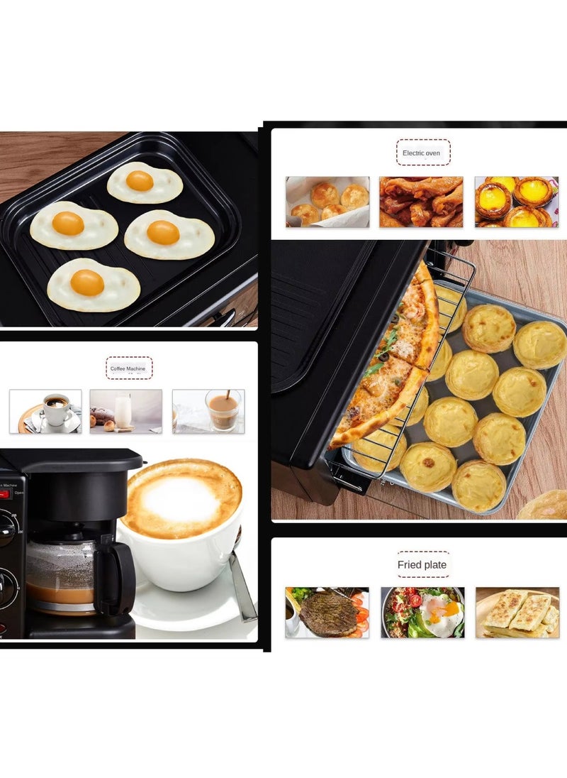 3 in 1 Breakfast Maker Microwave Oven Griddle Pan And Coffee Machine Break Fast Machine Includes Frying Pan Oven And Coffee Maker Sandwich Maker Food Warmer Grill Oven Bread Maker Tea Maker