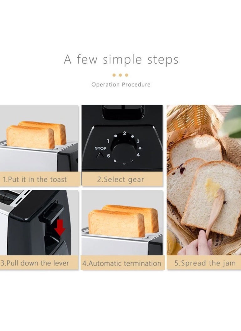 2-Slice Silver Bread Toaster - Electric Compartment- Sokany