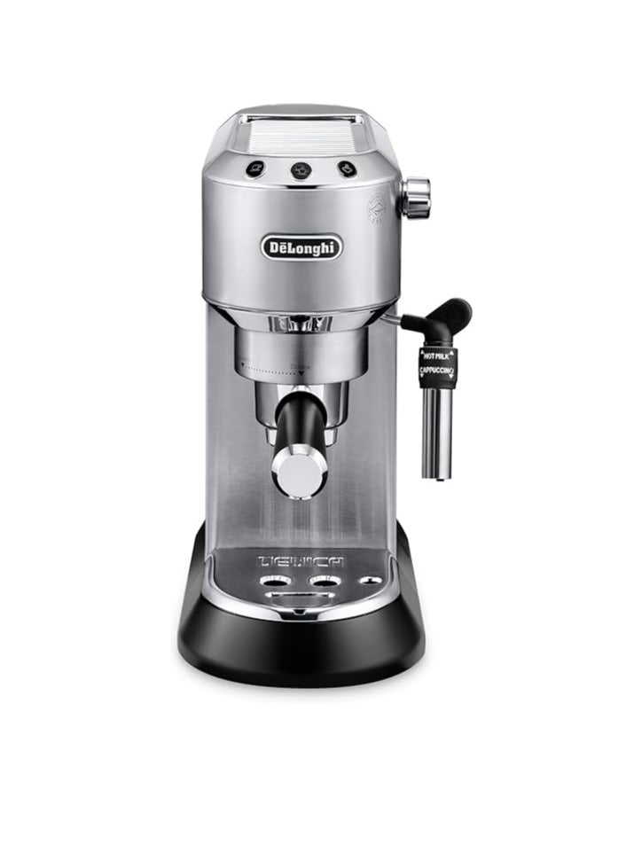 Dedica Pump Espresso Manual Coffee Machine | Cappuccino, Latte Macchiato With Milk Frother | Thermo Block Heating System For Accurate Temperature | Easy To Clean 1.1 L 1350 W EC685.M Silver