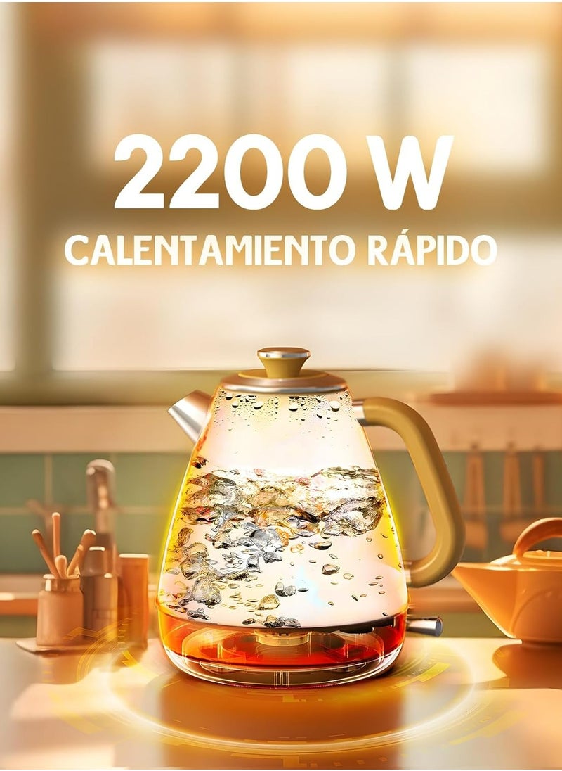 Retro Kettle with Stainless Steel Design & Temperature Display, 2200W, Floral Print