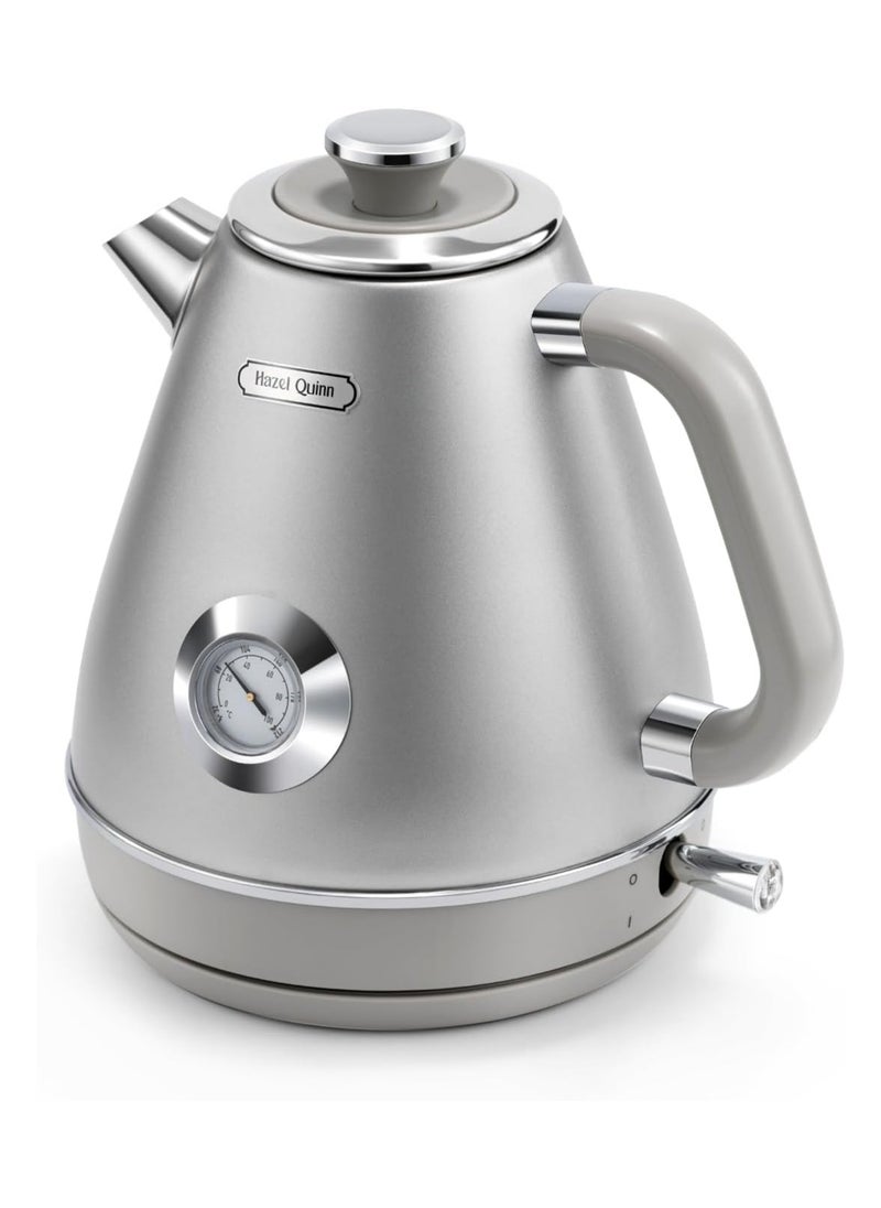 Retro Kettle with Stainless Steel Design, Temperature Display, & Triple Safety, 2200W, Gold Grey