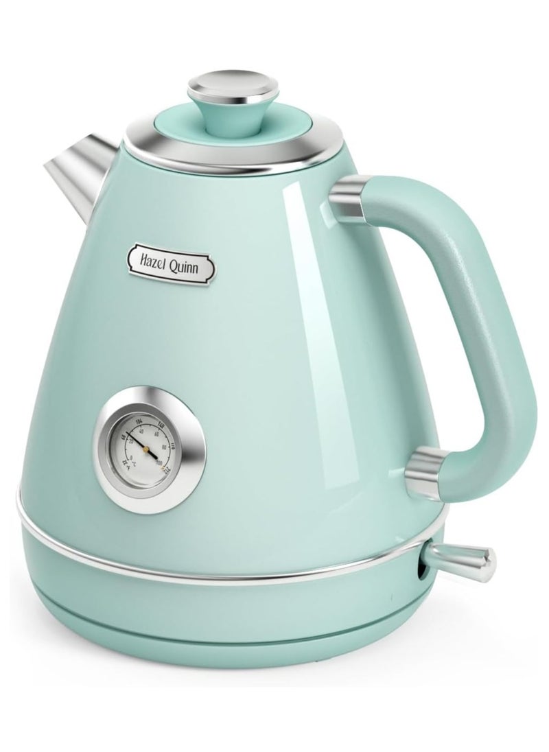 Electric Kettle, Stainless Steel, 2200W Retro Design, 1.7 Litres, BPA-Free, Mint Green