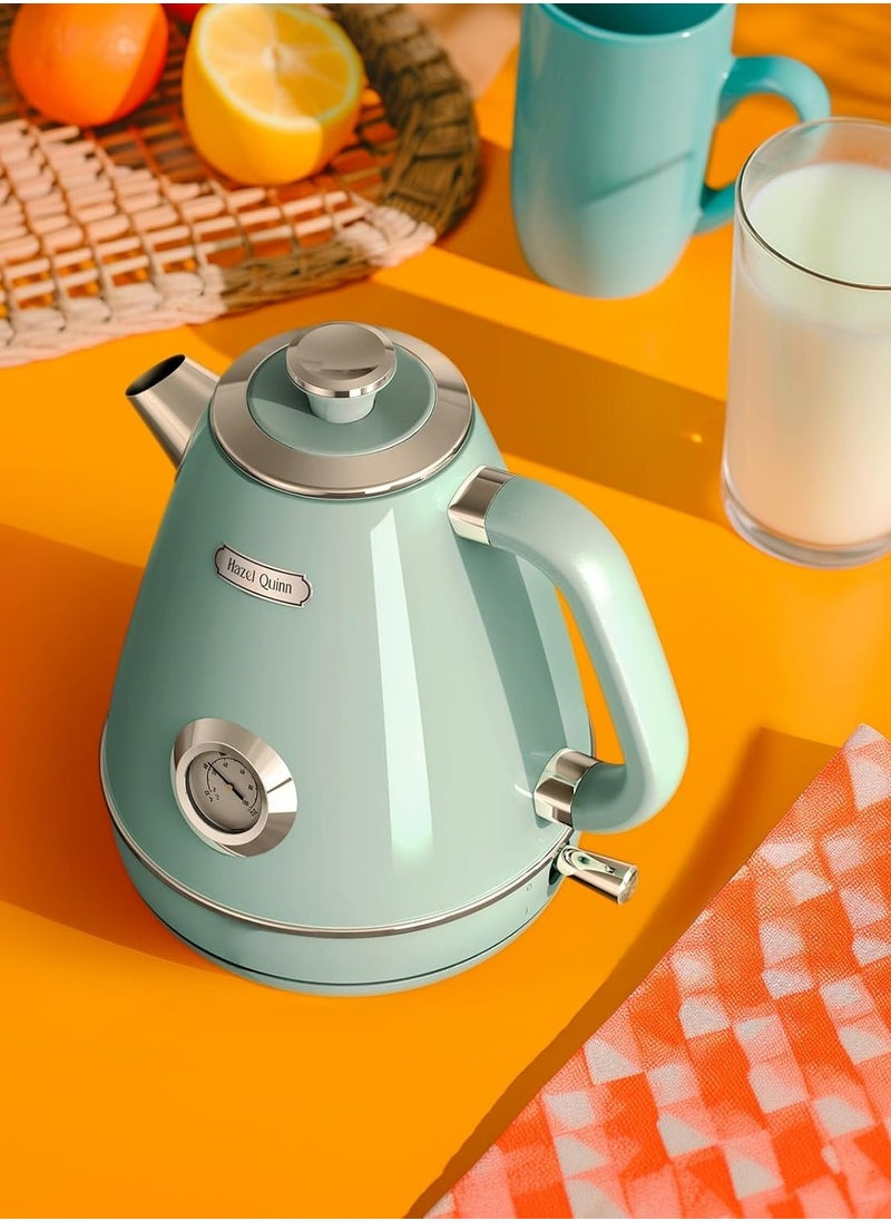 Electric Kettle, Stainless Steel, 2200W Retro Design, 1.7 Litres, BPA-Free, Mint Green