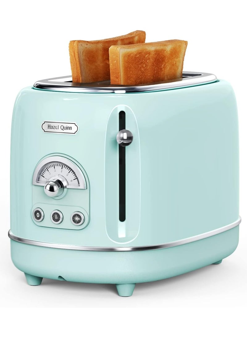 Retro 2 Slice Toaster, Vintage Design, 815 Watt, Stainless Steel, Defrost & Reheat Function