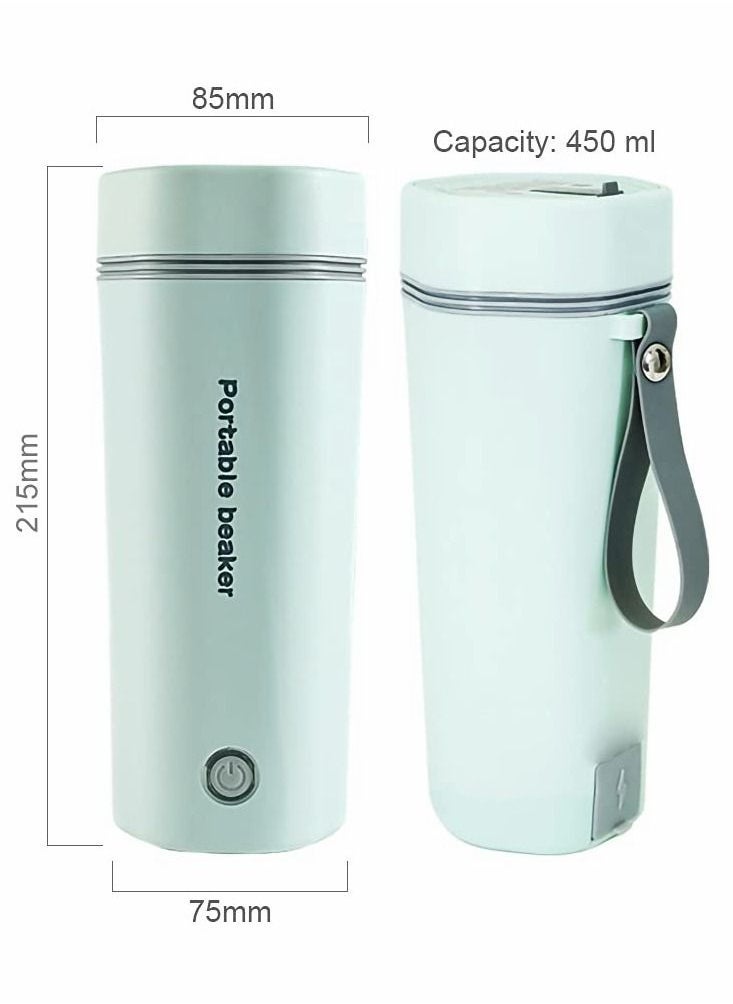 Portable Electric Kettle, Stainless Steel Liner Travel Electric Cup Home Mini Heating Teapot Fast Cooking Single Cup Water Heater 350ml Hot Water Bottle (light Green)