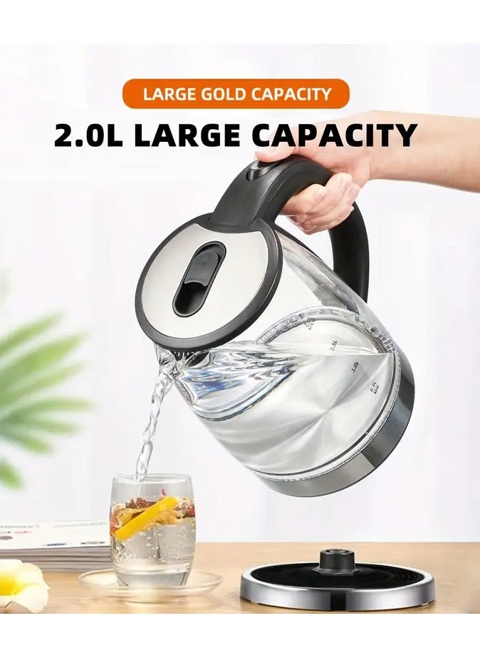 Electric Glass Kettle, Adjustable Temperature Electric Teapot, 2200 W, 120 Mins Warm Function, Removable Tea Infuser 2.2L