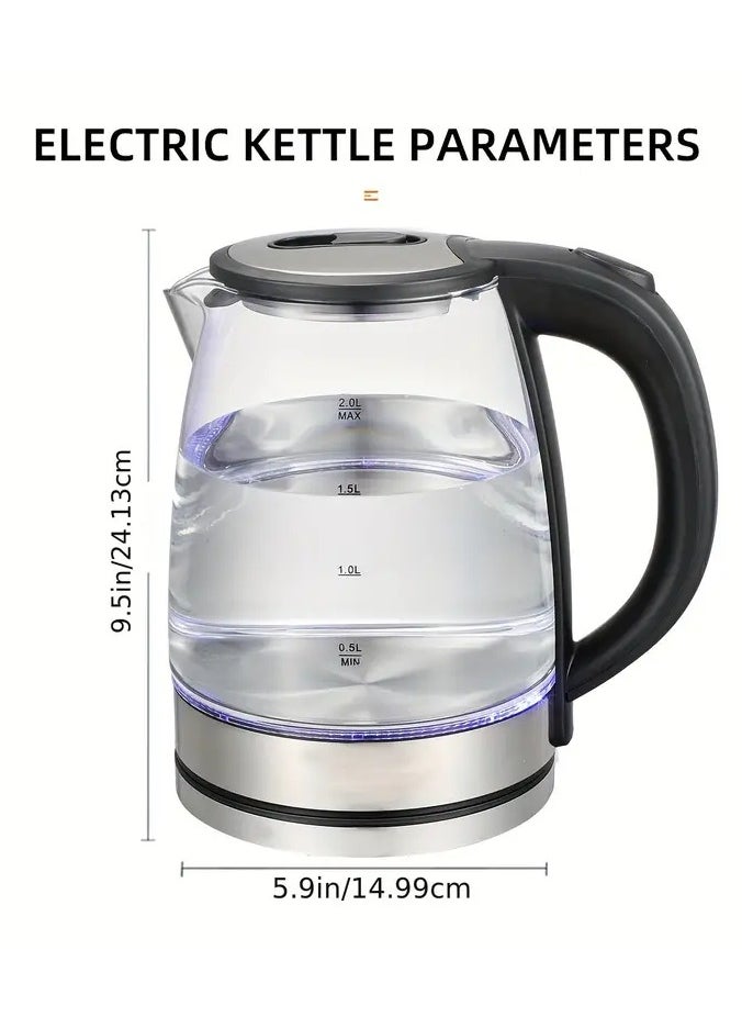 Electric Glass Kettle, Adjustable Temperature Electric Teapot, 2200 W, 120 Mins Warm Function, Removable Tea Infuser 2.2L