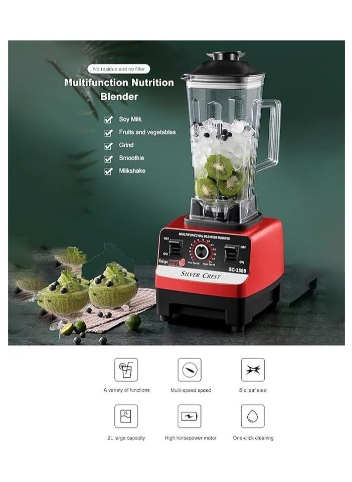 Heavy Duty Blender Commercial, Stainless Steel, Blades Fruit Processor, Grinder, Maker