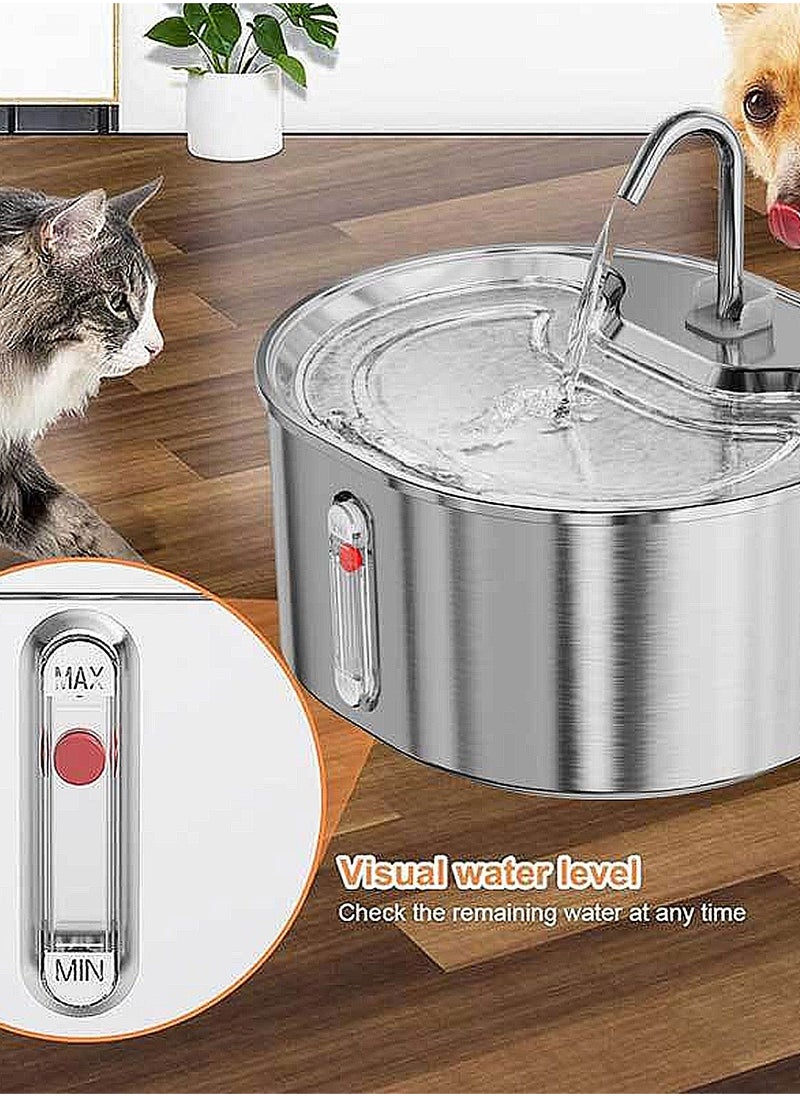 3.2 Litres Large Capacity Pet Water Dispenser 304 Stainless Steel Cat Dog Water Feeder