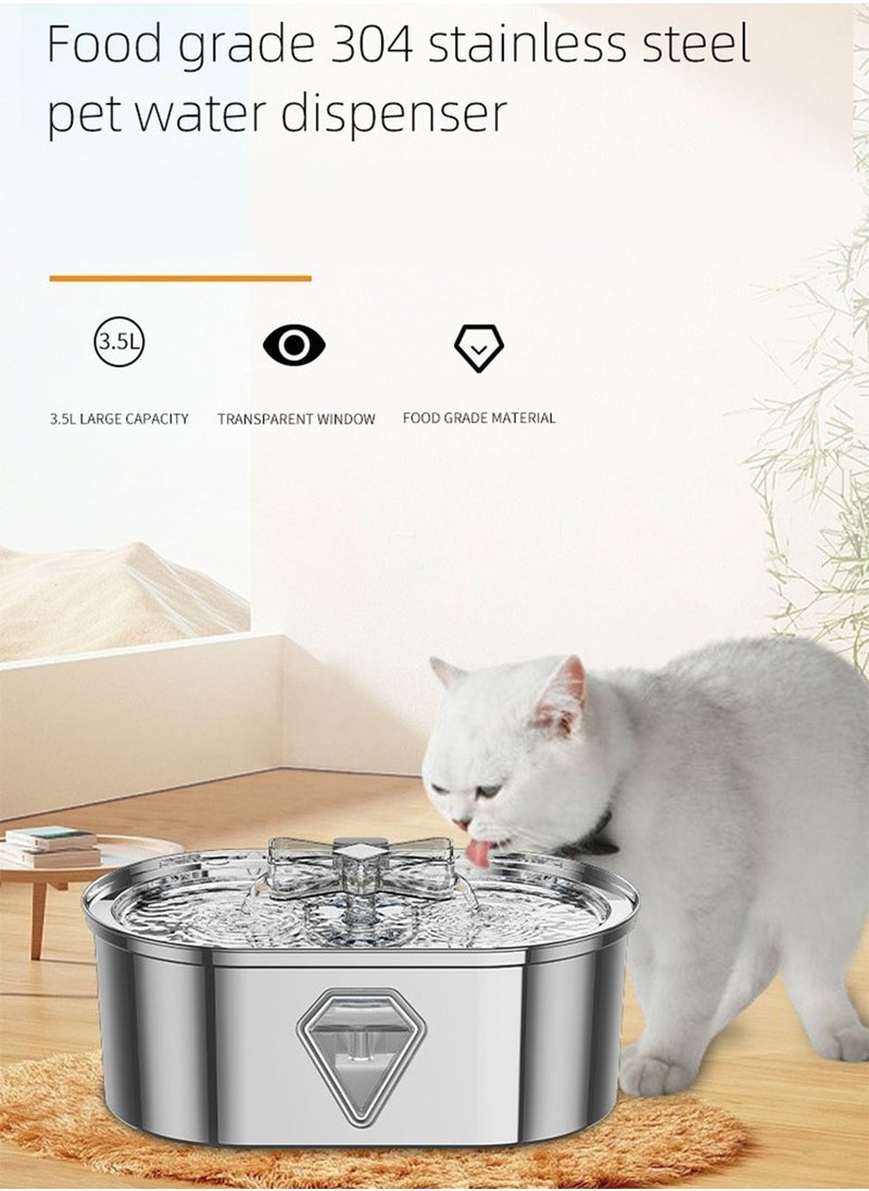 Automatic Cat Water Fountain Pet Water Dispenser Cat Stainless Steel Fountain Cat Smart Water Feeder