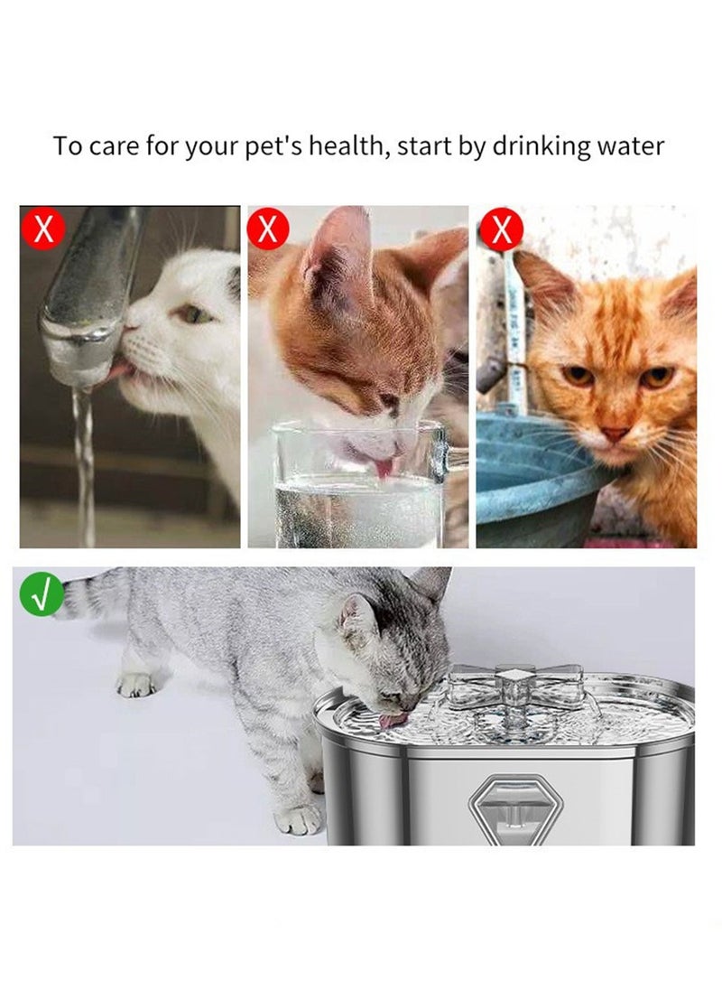 Automatic Cat Water Fountain Pet Water Dispenser Cat Stainless Steel Fountain Cat Smart Water Feeder