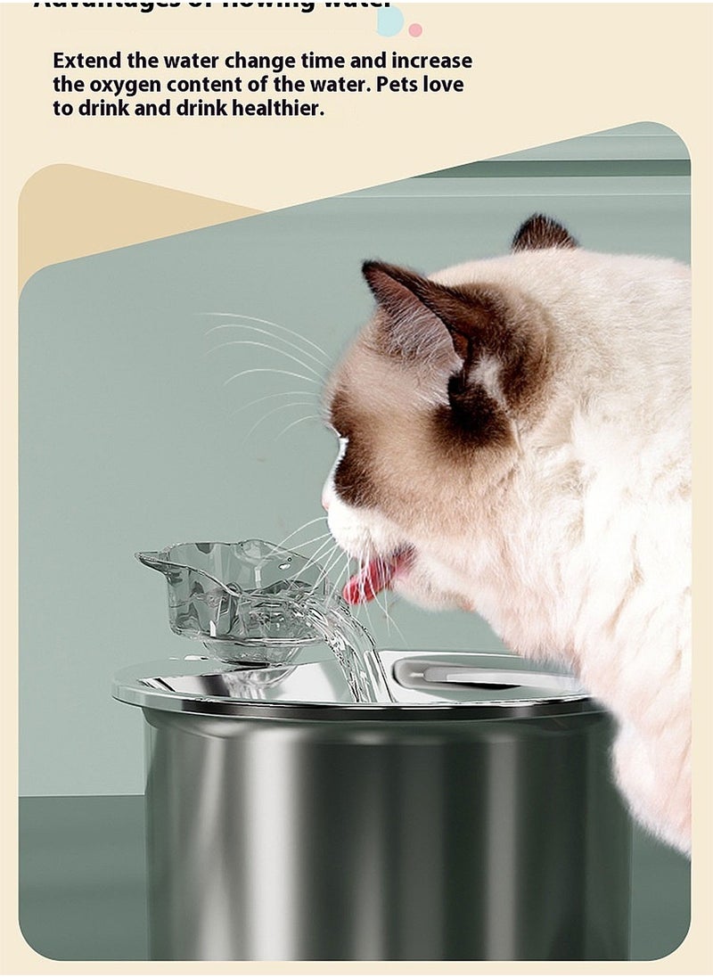 Pet Water Dispenser 304 Stainless Steel Automatic Drinking Kitten Water Dispenser Fountain Cat and Dog Feeding LED Light Cartridge