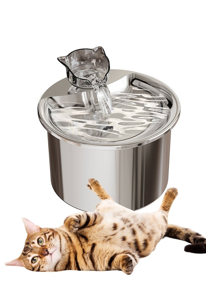 Pet Water Dispenser 304 Stainless Steel Automatic Drinking Kitten Water Dispenser Fountain Cat and Dog Feeding LED Light Cartridge