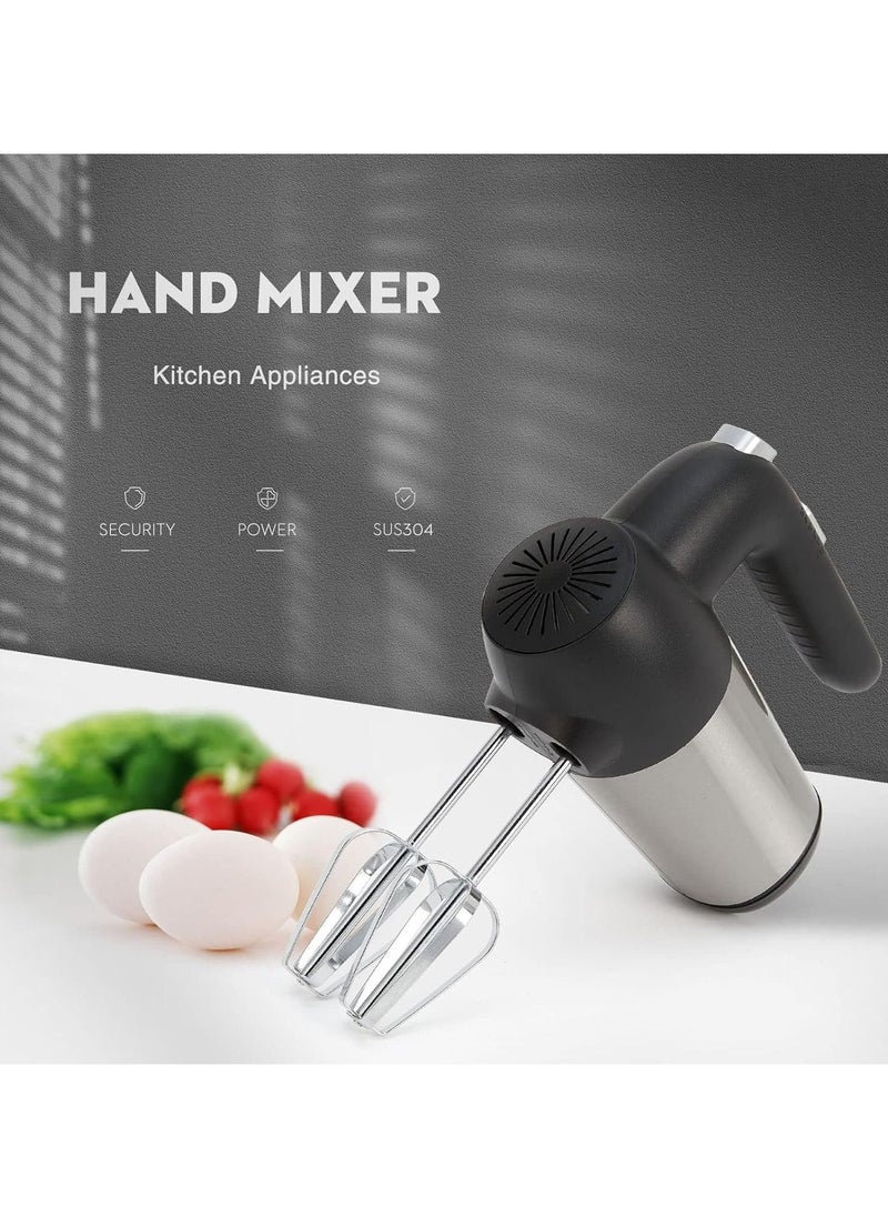 Electric Hand Mixer Stainless Steel 5 Speed Dough Stuffing Mixer with Whisk for Kitchen