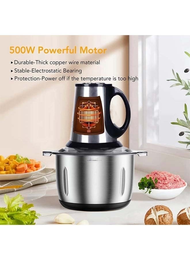 5L Stainless Steel Electric Meat Grinder and Vegetable Slicer 3 Adjustable Speeds with 6 Blades 500W Power