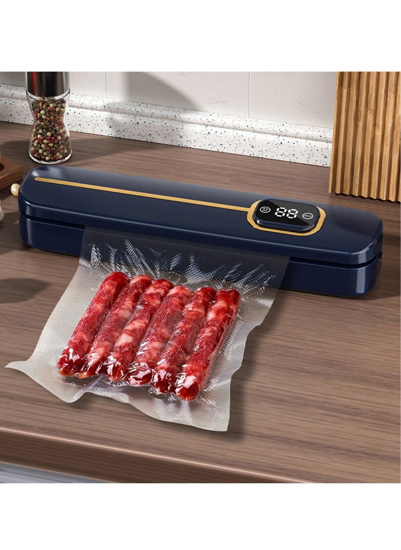 Food Vacuum Sealer Machine, Bag Sealer Protector Vacuum Sealer Machine Automatic Vacuum Sealer, for Sealing Packing Fresh Food Storage Tools (Blue)